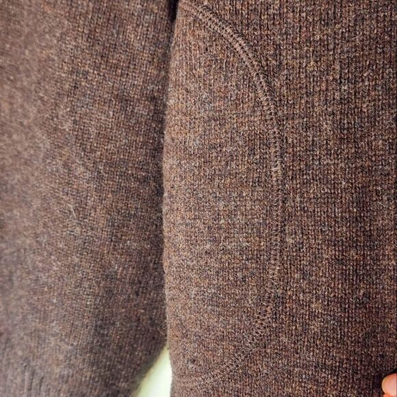 Lands'End L 42/44 Brown Lslv Knitted Merino Wool Blend V-neck Men's Sweater - Picture 5 of 8
